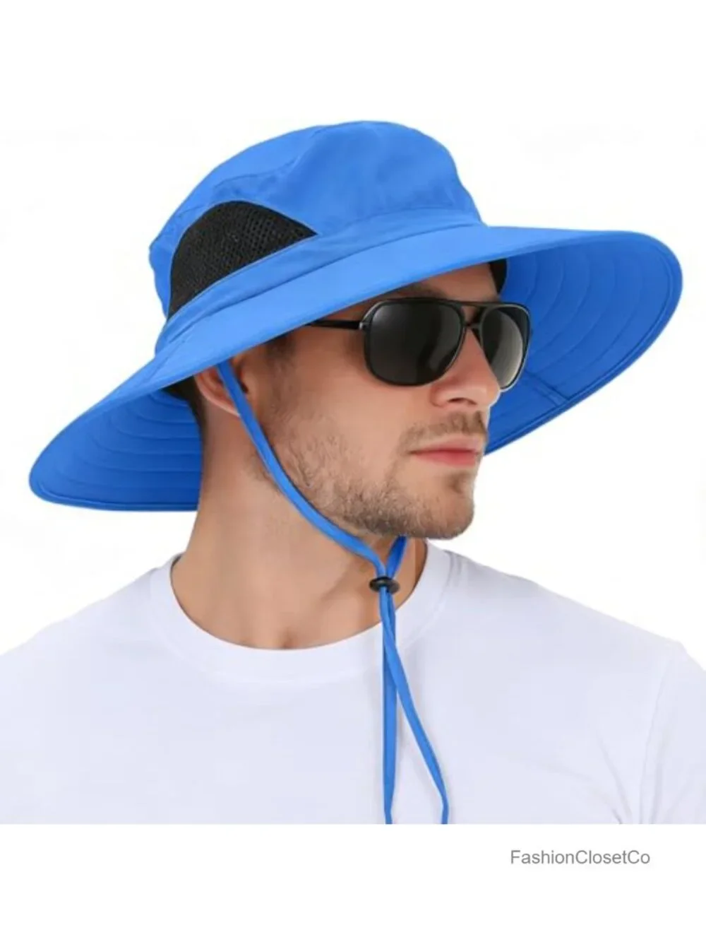 Wide Brim Sun Bucket Hat UPF 50+ Waterproof Adjustable Chin Strap Unisex